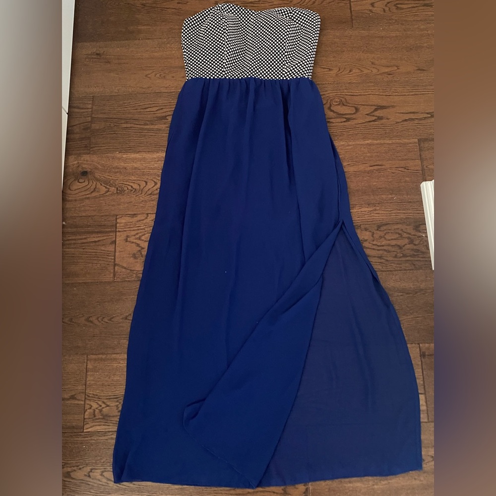 Strapless Flowy Slit Dress